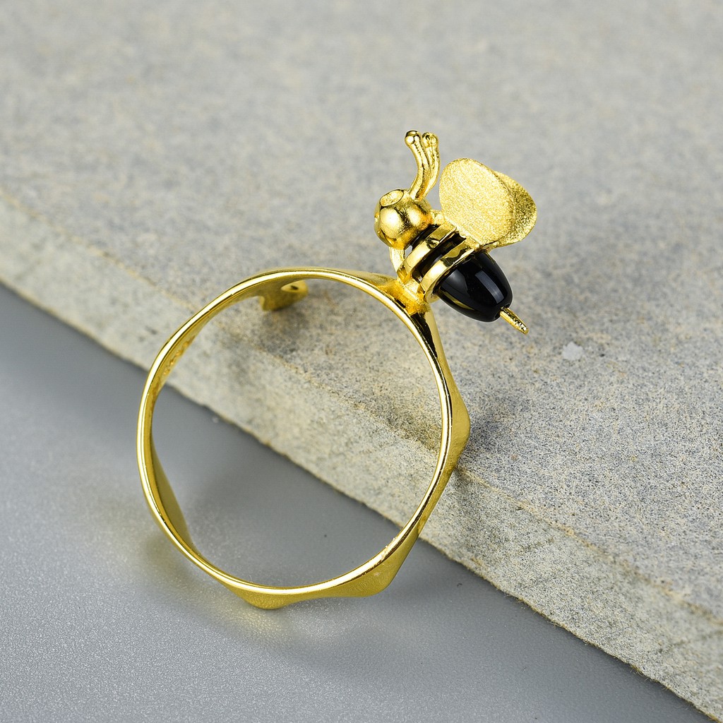 SERI SERI Dripping Honey Bee Perak 925 Asli Cincin Sterling Silver