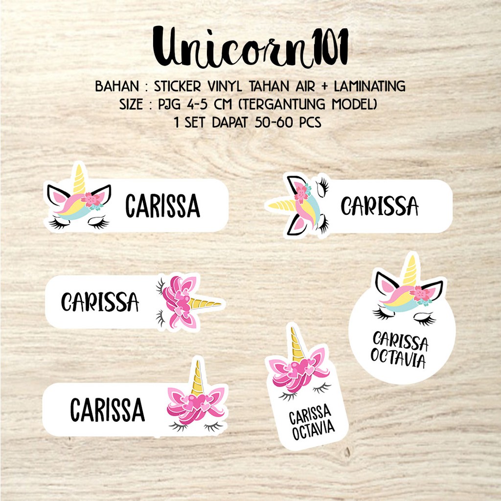 

Sticker Nama Anak Unicorn Waterproof