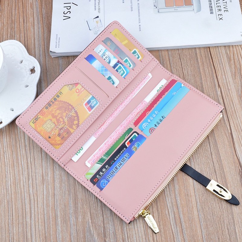 DOMPET PANJANG WANITA KOREA KULIT CROCO HITAM LINOIS WA480B5 IMPORT TIPIS RESLETING SLOT KARTU UANG SIMPLE LUCU REMAJA KEKINIAN BRANDED CEWEK MURAH BATAM PREMIUM