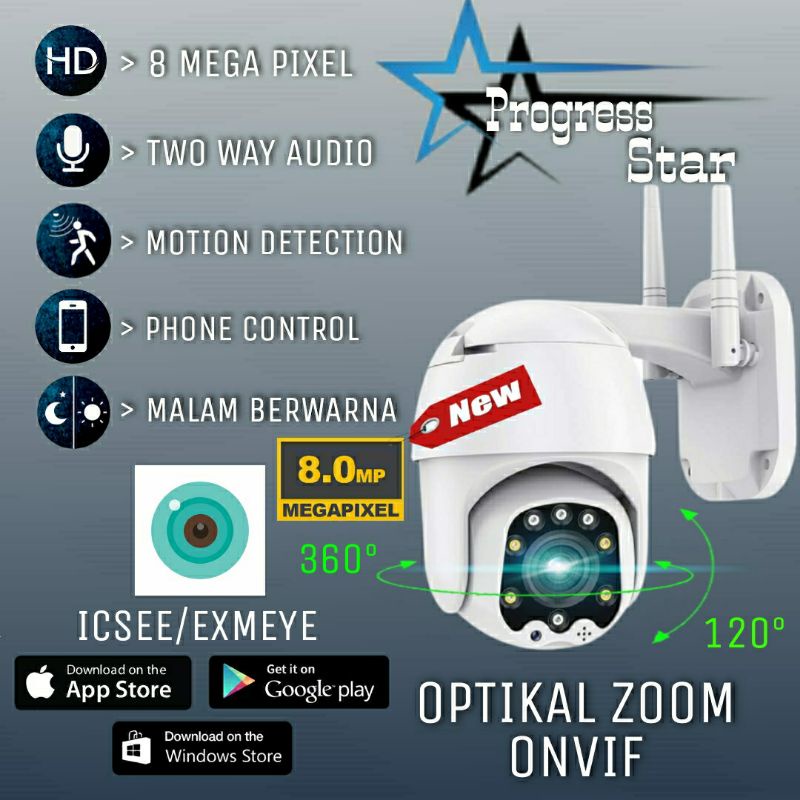 New IP Cam Camera Cctv Outdoor ICSEE 8MP PTZ Wireless Pan Tilt 8X Zoom