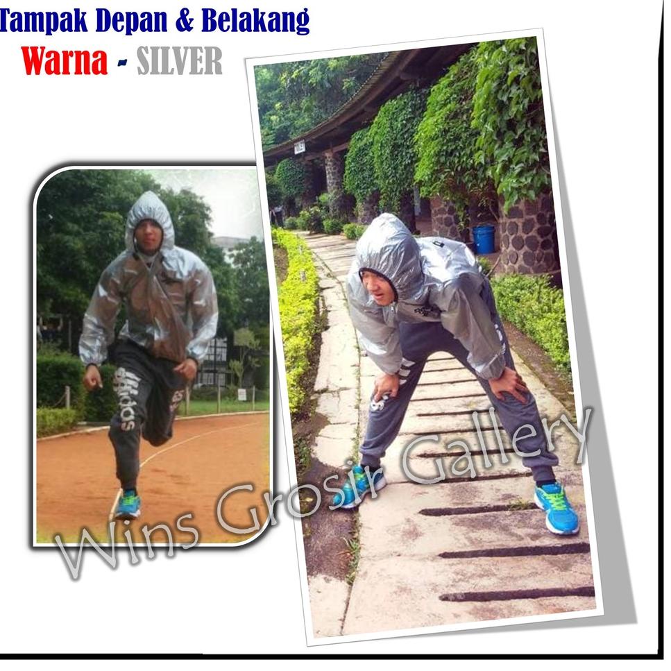 Jas Hujan Setelan Reebok Multifungsi Jaket Celana Pria Wanita Raincoat Sepeda Motor & Olahraga Sauna