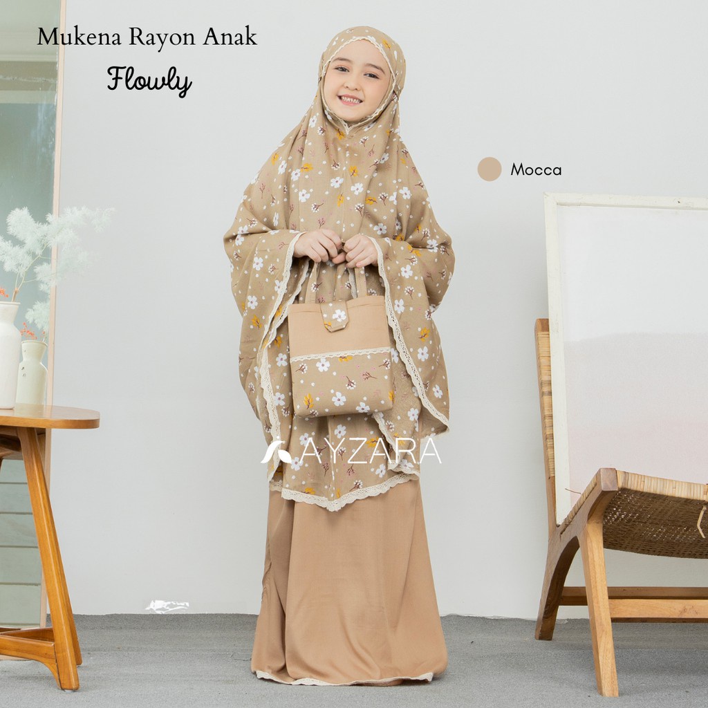 Mukena Anak Perempuan Set Sajadah/Tas Motif Bunga Sakura Size S,M,L,Xl - Merah Muda, S Mukena Anak (
