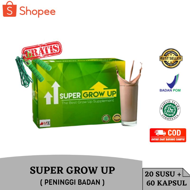 

SUPER GROW UP ORIGINAL PENINGGI BADAN SUSU KALSIUM ZINC SUPLEMEN KEMASAN ECER