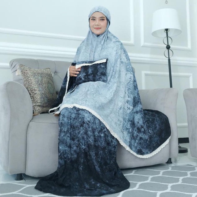 [MDSO] MUKENA DEWASA SOLO RAYON BALI TIE DYE smoke renda