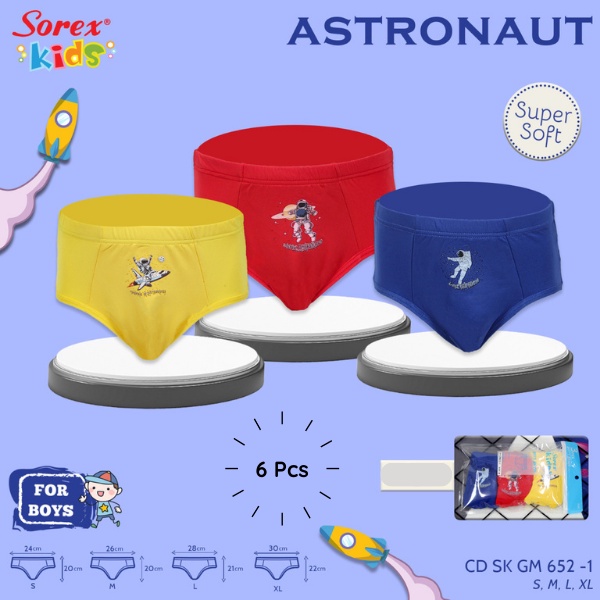 6 pcs Celana Dalam Anak Laki-laki - Pakaian Dalam Anak - Sorex Kids CD Anak Laki Boys Robot Super Soft CD SK GM 652