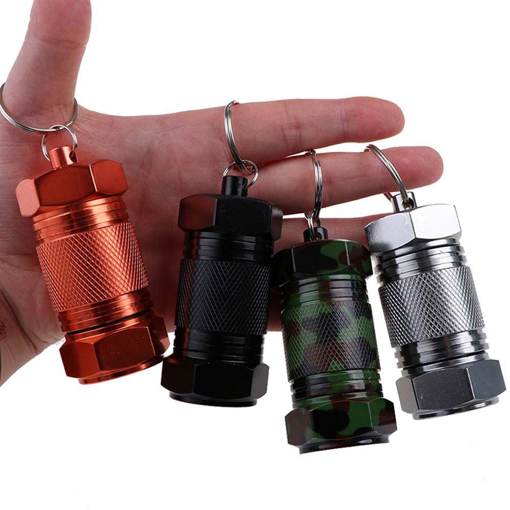 Agustinina Pill Box Untuk Outdoor Portable Aluminium Alloy Pill Cases Tempat Obat Botol Kering Gantungan Kunci Darurat Tahan Air Seal Tank