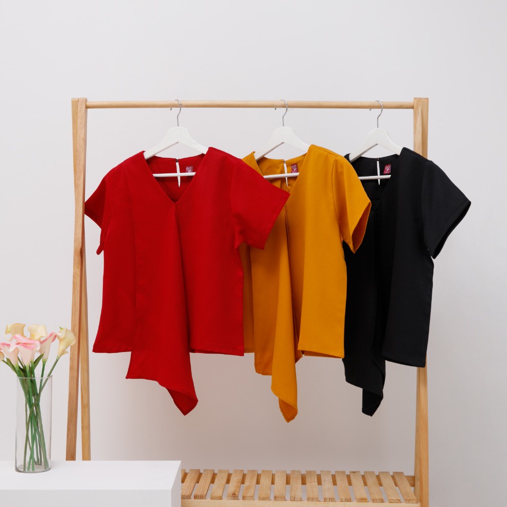Sorabel - Ceriqa Plain Drapery Women Blouse Short Sleeve / Blouse Wanita Lengan Pendek-8
