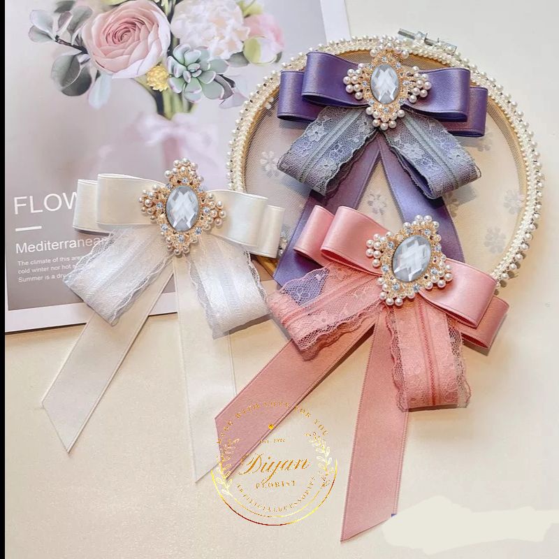 korean ribbon brooch pita aplikasi dekorasi