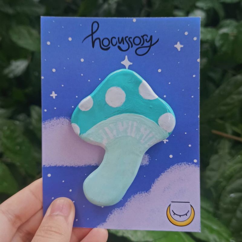

Blue Mushroom Clay Pin