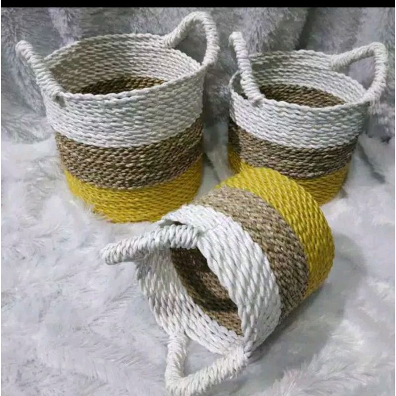 Cover Pot Anyaman Jinjing/Pot anyaman