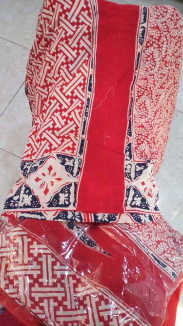 Kartini Pagi Sore Red Navy Atasan Batik Paris Fashion Wanita Batik Seragam Batik Solo Modern