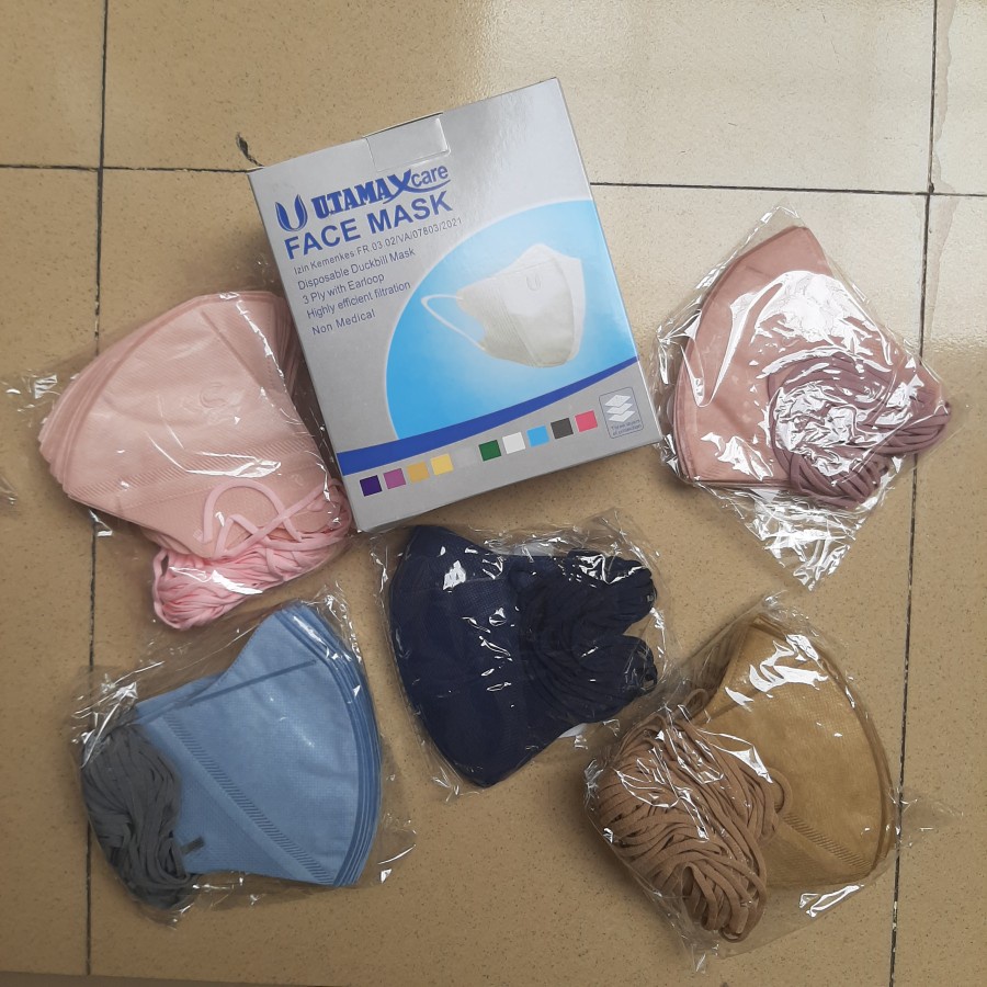 Masker Duckbill Utama U EMBOSS 3Ply Tali Senada Model Korea 1 box 50 pcs