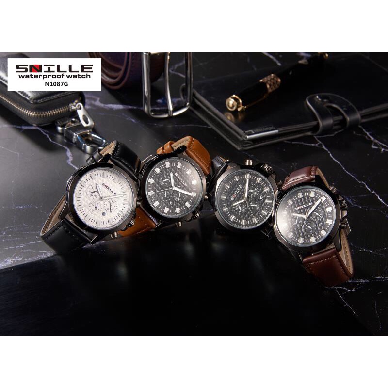 JAM TANGAN PRIA SNILLE N 1087 G-JAM TANGAN KULIT TANGGAL