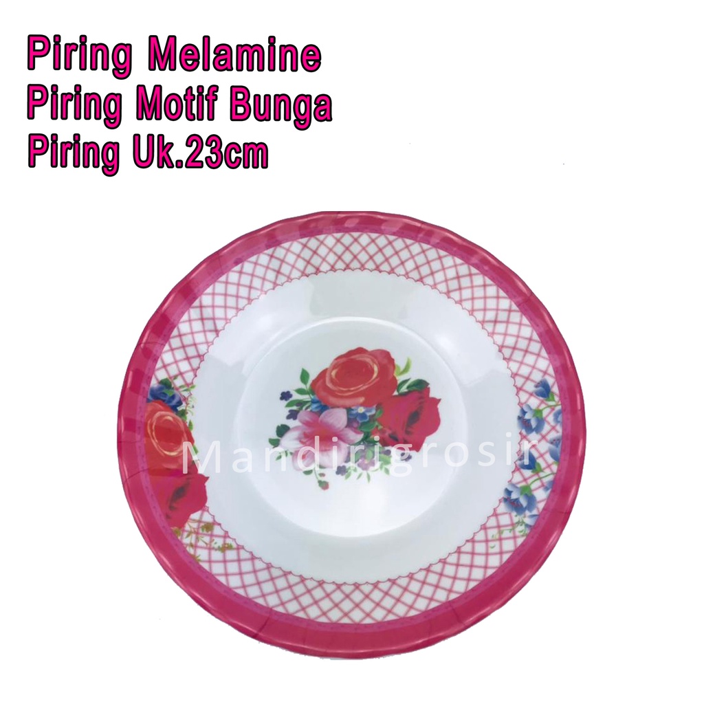 Piring Hugi *Piring Melamine * Piring Motif Bunga * Uk.23cm