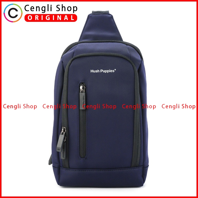 TAS SELEMPANG DADA/BADAN PRIA HUSH PUPPIES SLING CHEST/BODY/BAG ORIGINAL BIRU NAVY BLUE HM141