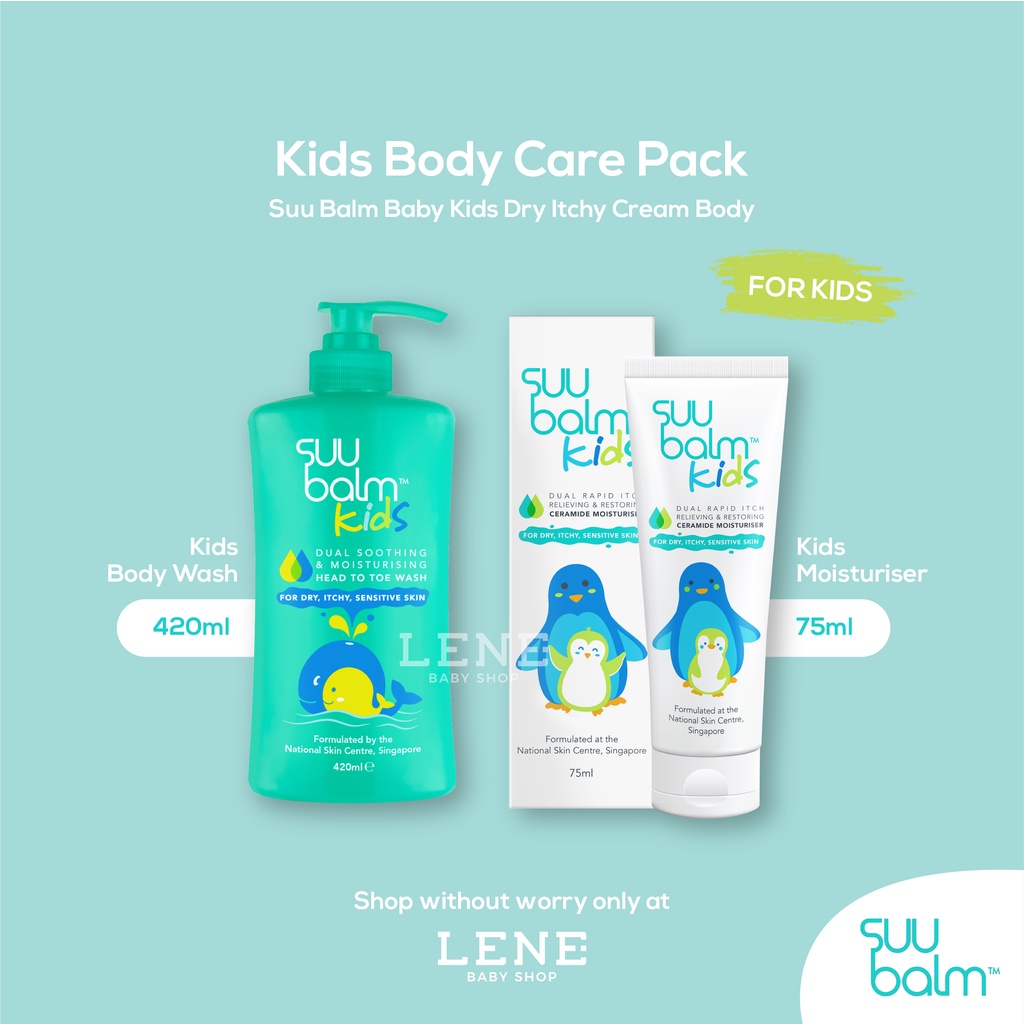 Bundle Suu Balm Kids Dual Soothing &amp; Moisturising 420ml wash + 75ml lotion