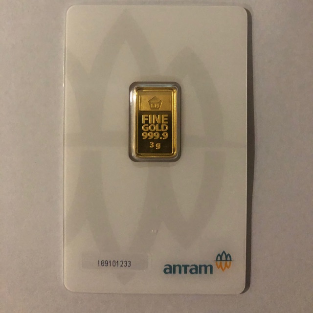 Antam LM Emas Murni Fine Gold Batang Batangan Certieye Sertifikat 3 Gram Gr G Press Garansi 2021