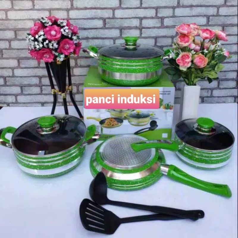 Panci teflon ,  Panci  Kompor Induksi  , Panci Set 9 pc