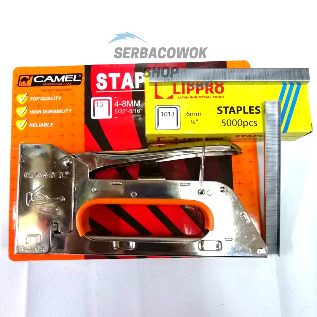 Paket Isi Gun Tacker Stapler Lippro 6 MM Dan Mesin Staples Jok Tembak Hekter Camel 4 - 8 MM Termurah