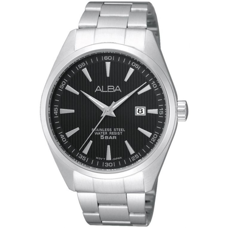Alba AG8387X1 Classic Black Dial Silver Stainless Steel - Jam Tangan Pria
