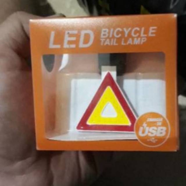 Lampu LED Belakang Sepeda Model Biru Merah POLISIS SEGITIGA BULAT