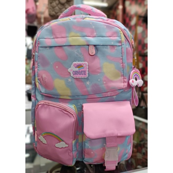 RANSEL SEKOLAH  SD/SMP RAINBOW MODEL GRADASI PINK/UNGGU KOREA