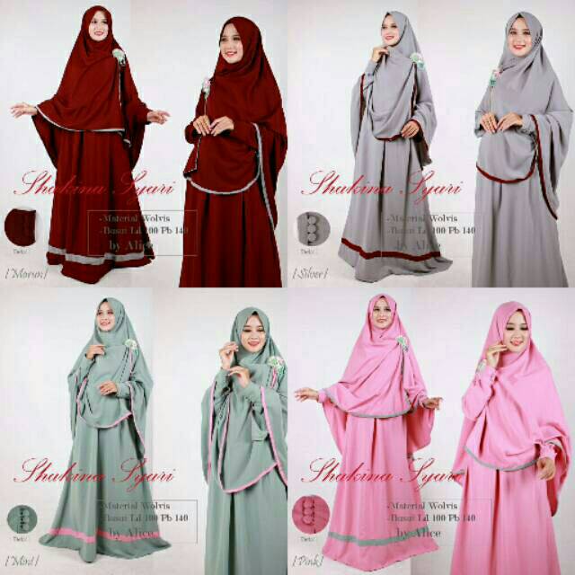 Gamis Shakina Set Syari Ori Alice Longdress Maxi Wolfis