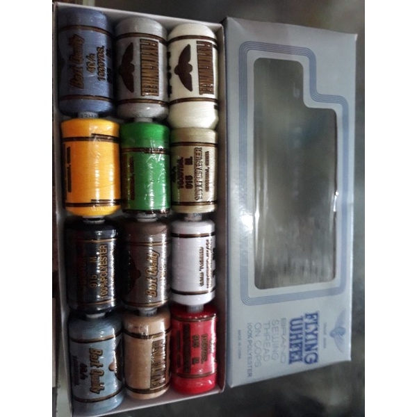 Benang Jahit Flying wheel 2 cord 1000 yards 12 unit/ kotak