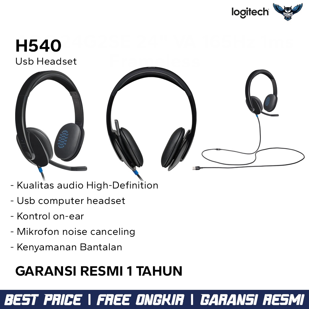 Logitech H540 Headset Stereo USB Mikrofon Noise-Cancelling