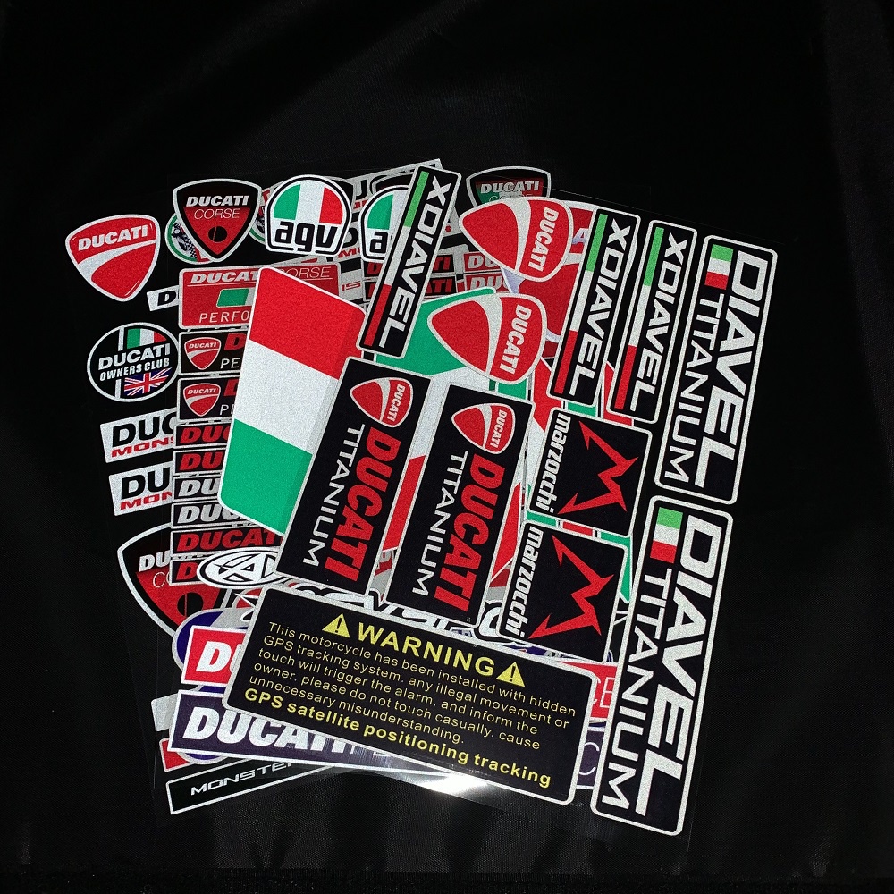 Ducati Logo Highly Reflective Helmet Sticker Motorcross Motorbike Decals Italian Flag Stickers