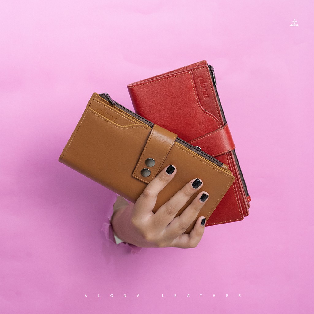 Alona lunary Irene Dompet Kulit Asli Model Panjang Original Leather