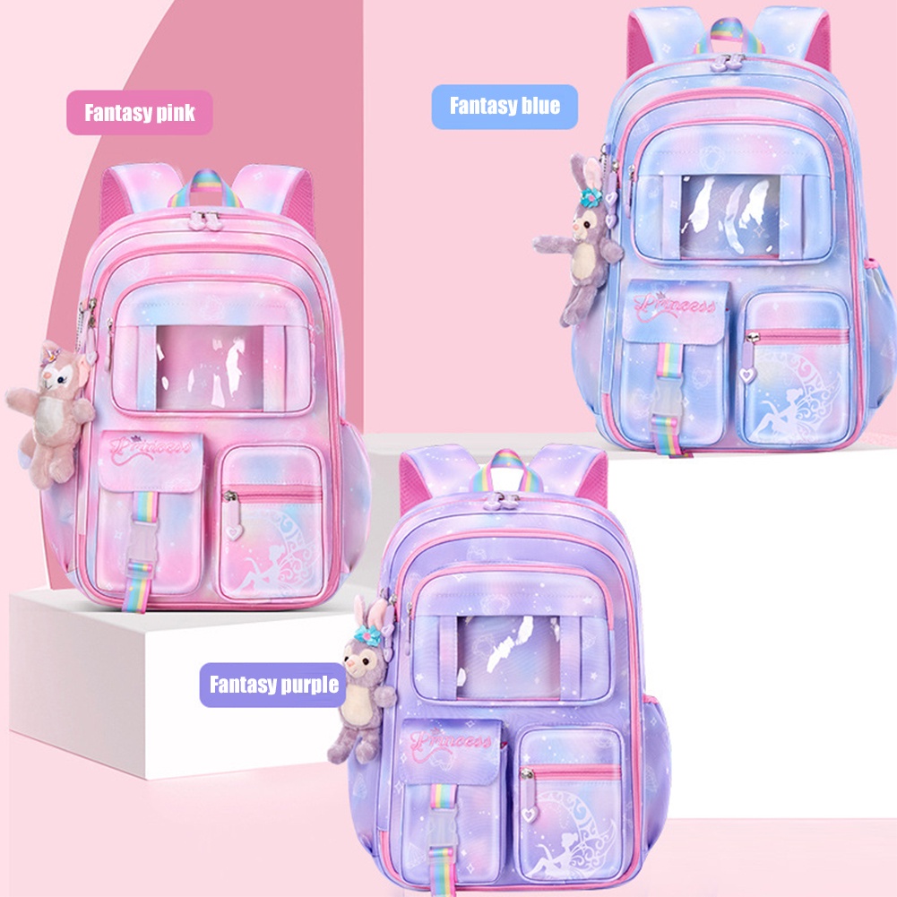 Tas sekolah sekolah dasar baru kulkas samping bukaan ringan tas sekolah berkapasitas besar untuk mengurangi beban tas sekolah anak perempuan impian tas ransel anak cocok untuk kelas 1-6-8