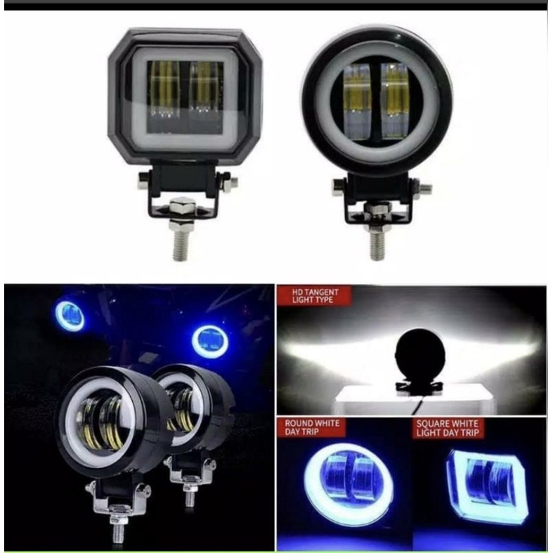 Lampu Daymaker kotak/bulat 2mata+angel