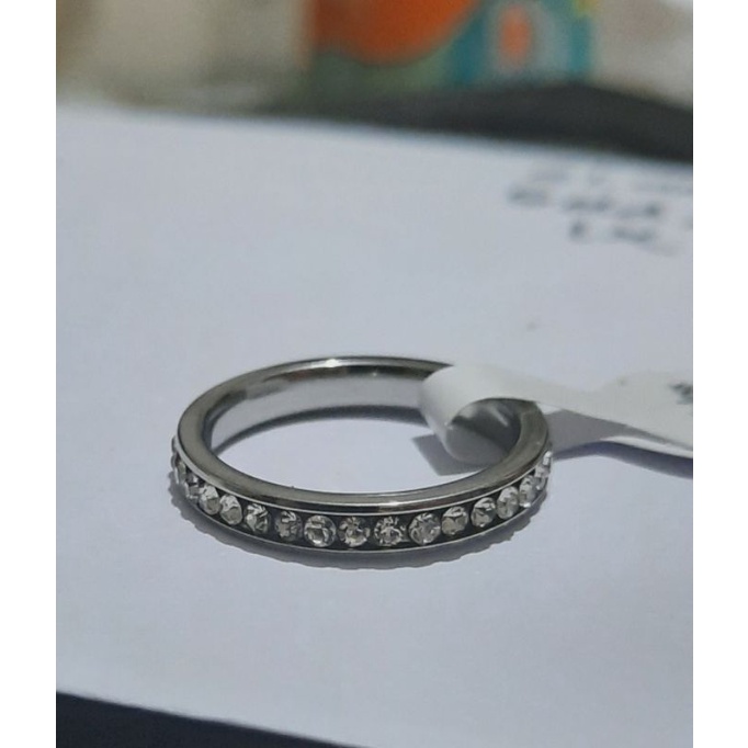 Cincin Titaium Permata Slim Untuk Wanita