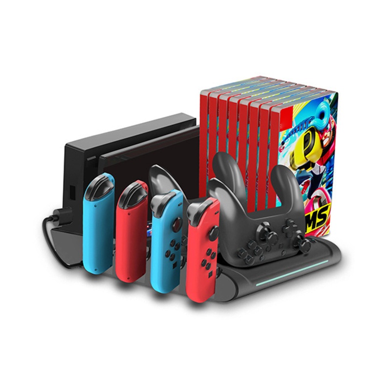 Btsg 6in1 Controller Charger Charging Dock Stand Multifungsi Untuk Switch OLED