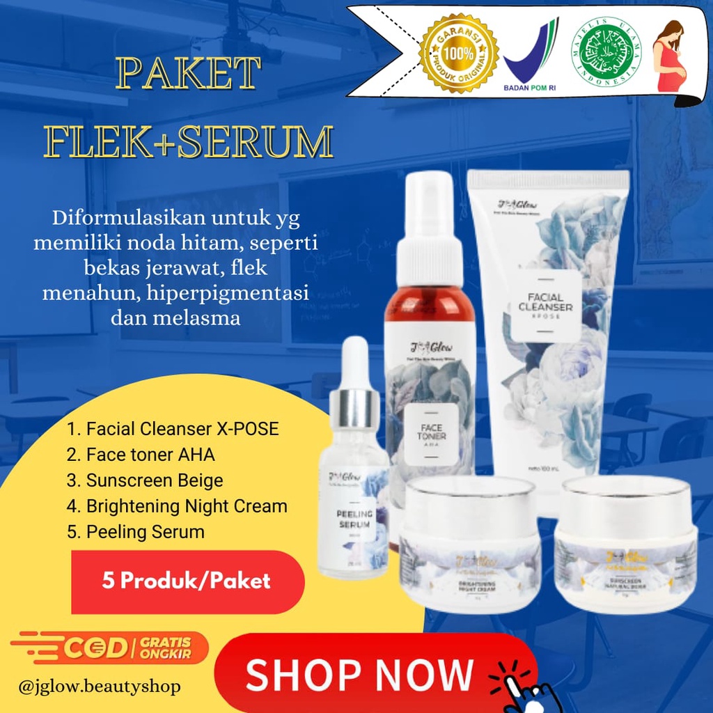 Jglow Skincare Paket Flek + Peeling serum