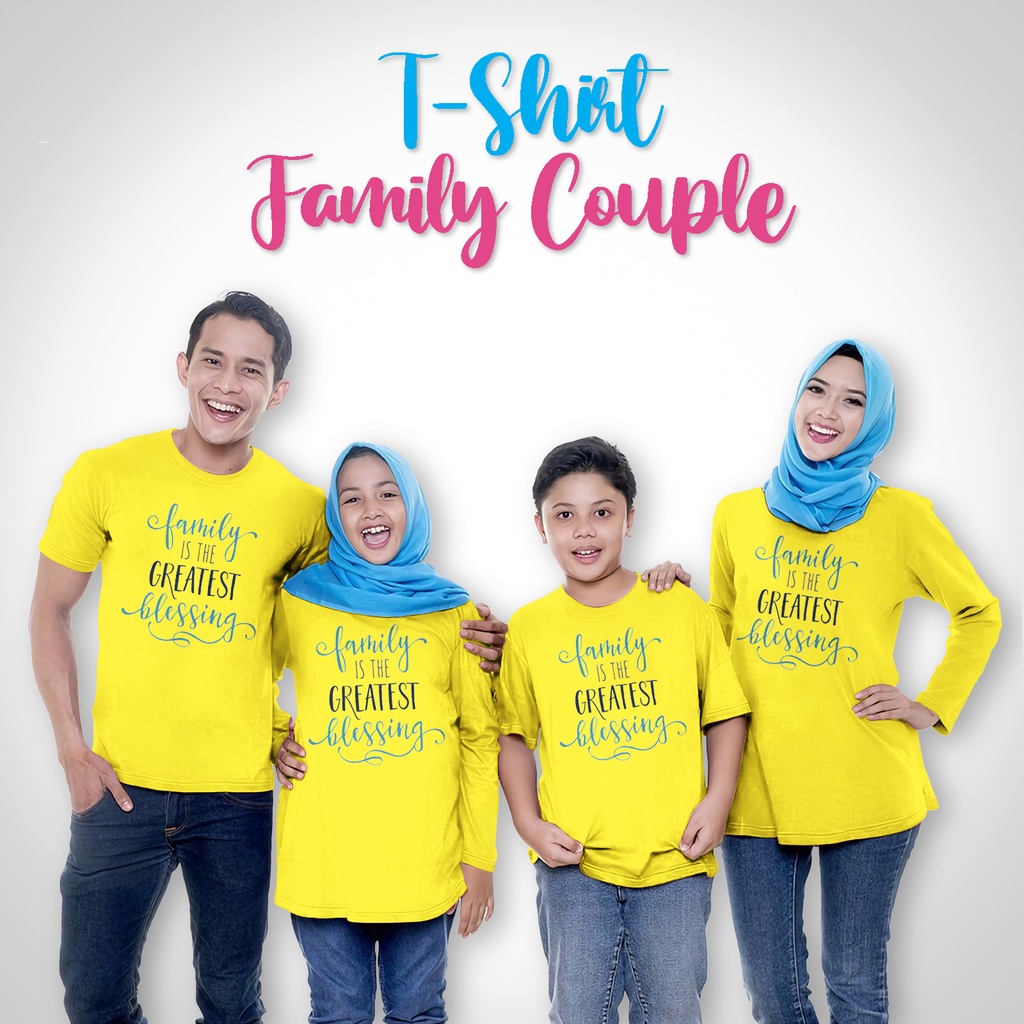 Kaos Keluarga Family Couple Lengan Pendek dan Lengan Panjang Motif Family Blessing