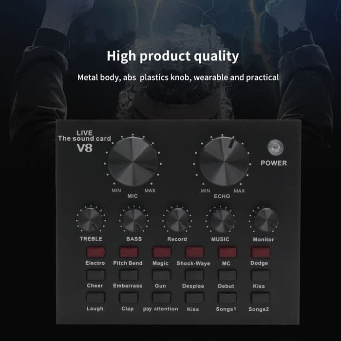 V8u External Audio Soundcard USB MIXER Live Broadcast