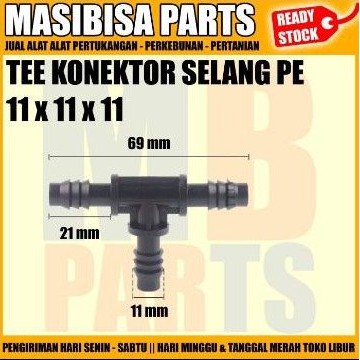 Tee Konektor selang PE 11