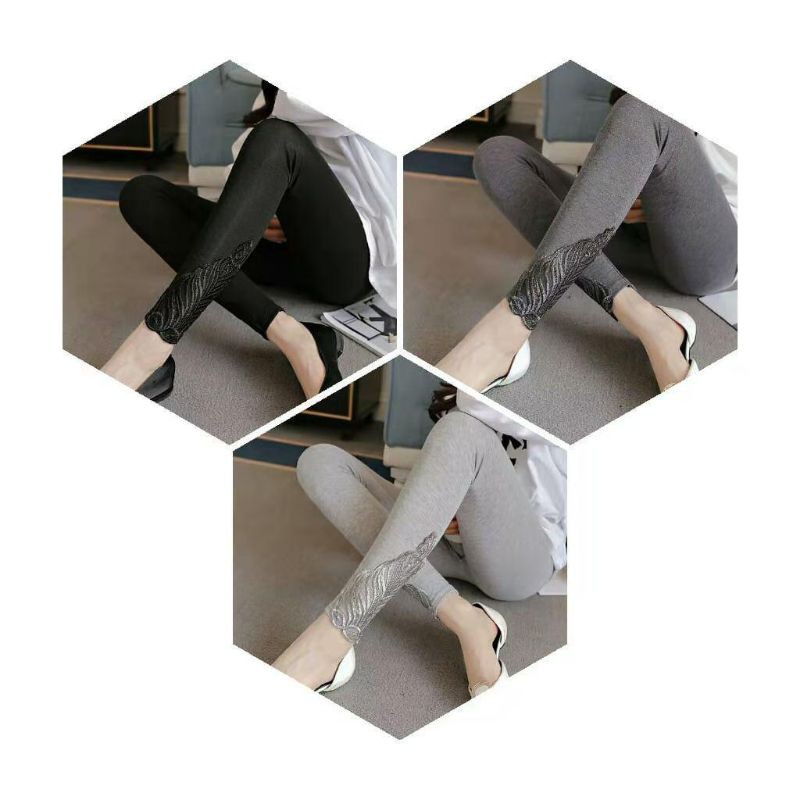 legging bruket renda bunga highwais import / legging sporty