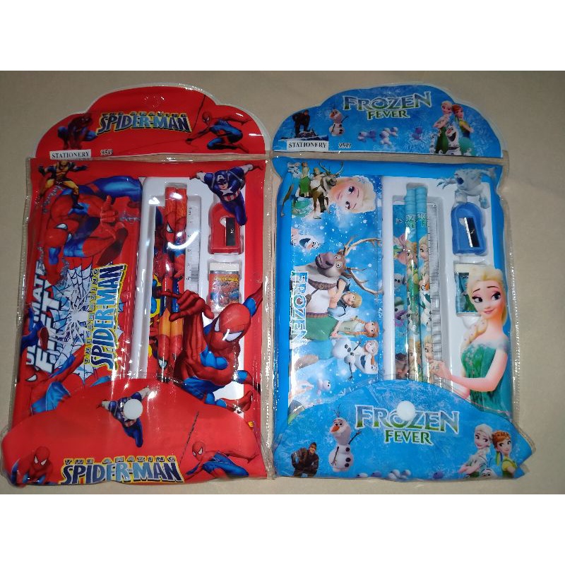 

set alat tulis pensil Elsa frozen & spiderman