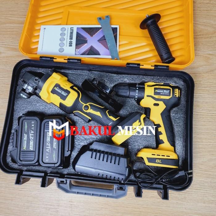 Nagawa Nck1010 Paket Mesin Gerinda Mesin Bor Baterai Cordless Combo