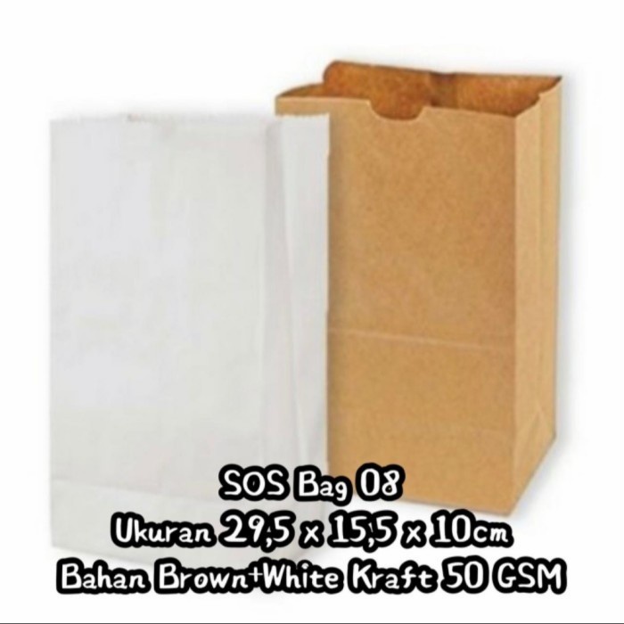 

NEW paperbag/kantung makanan .15.5x29.5cm+10 gaset(1 pack=20lbr) - putih 30x20