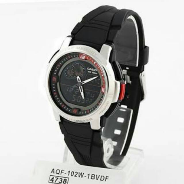 Jam Tangan Pria Casio Original Dual Time Type AQF-102W-1B
