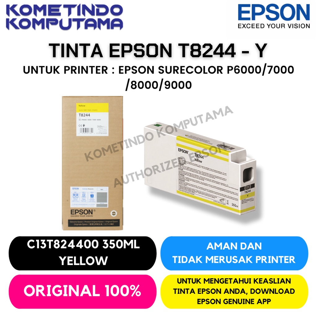 T8244 350ml YELLOW TINTA CATRIDGE EPSON SureColour SC-P6000/7000/8000/9000 Original 100%