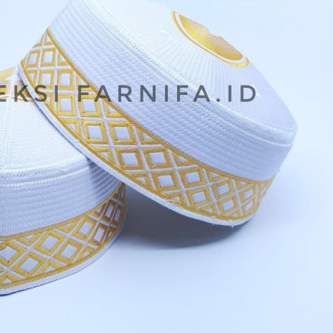 Peci Bugis Dafak Bugis Songkok Bugis Exclusive Kopiah Putih Emas - Putih, 5