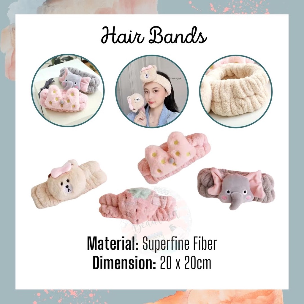 Hair Bands Bando Rambut Wanita Untuk Mencuci Muka Bahan Lembut Lucu Imut Elastis Nyaman Awet Tebal  Bandana Mandi / Cuci Muka / Make Up Hairband Masker Headbands Makeup Washing Face Spa Shower Cute Design