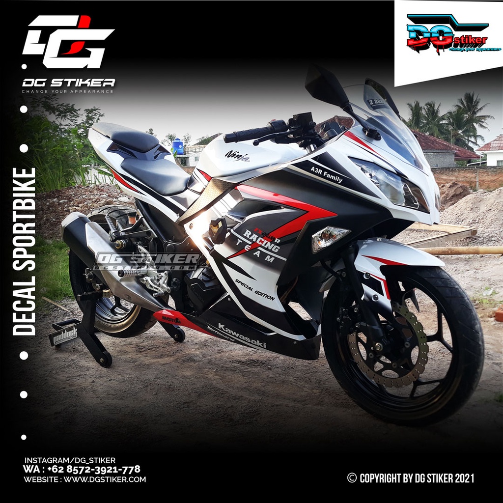 Decal sticker ninja 250 fi putih racing team