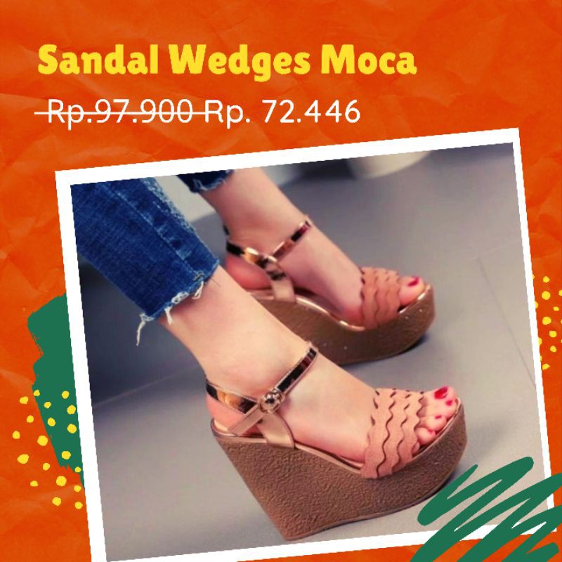 Sandal wedges moca, Sandal wanita, Sandal cewe, Sandal santai Sandal mall