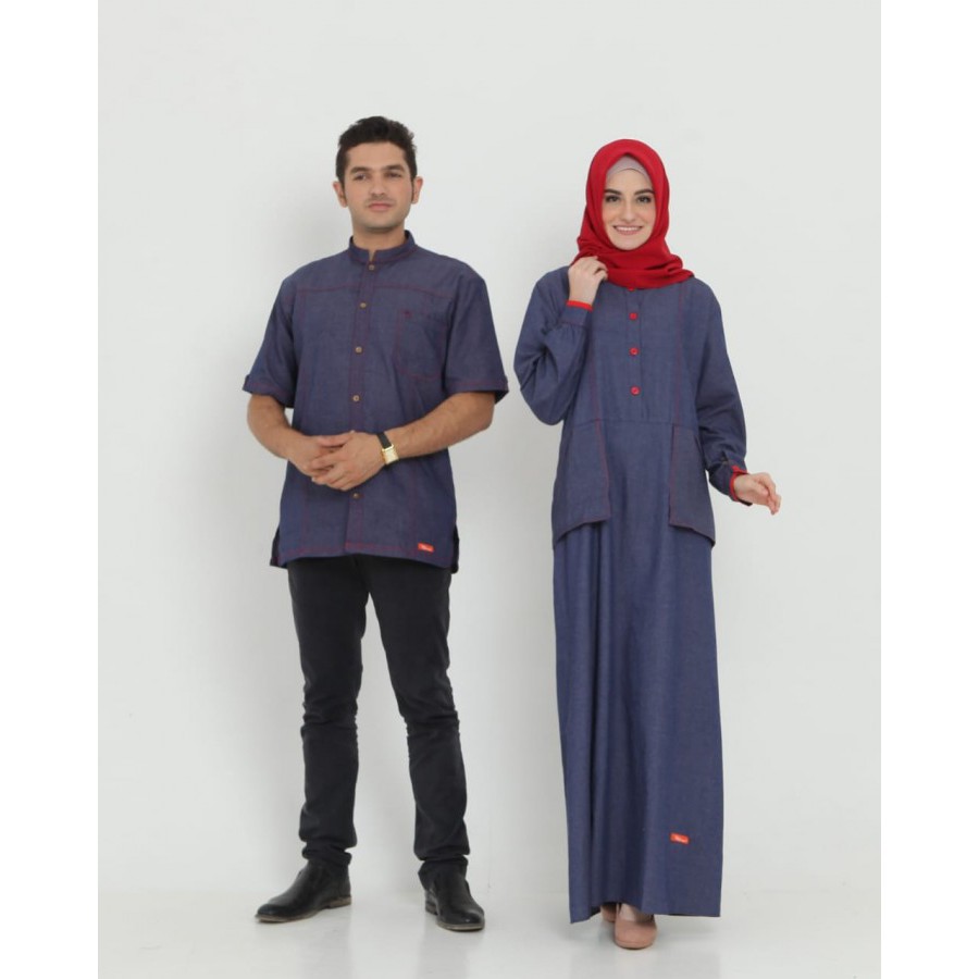 Gamis couple koko Nibras Bahan Denim
